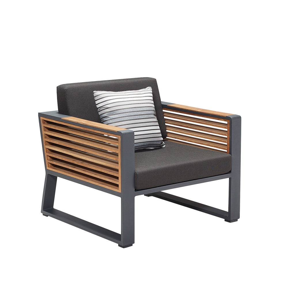 Fauteuil de jardin noir L84 x P81 x H61.5 cm