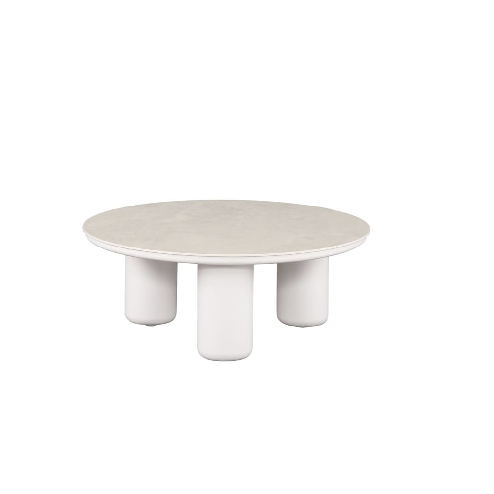 Table basse blanche en aluminium D80 x H32.5 cm