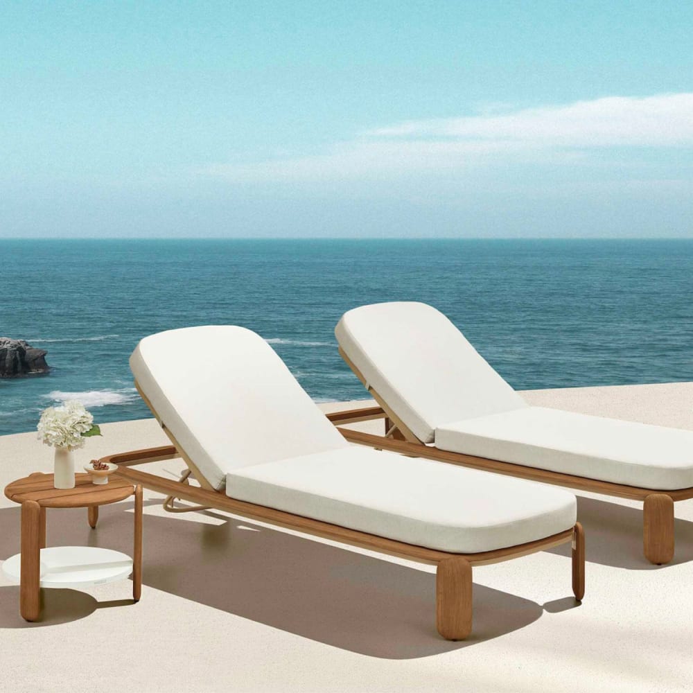 Duo bain de soleil marron et blanc L214.5 x P80 x 30 cm - Maisons du Monde