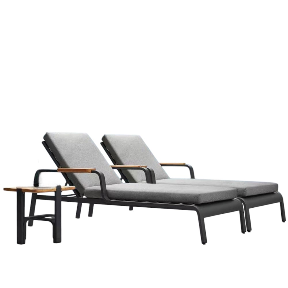 Bain de soleil gris anthracite 215 x 83 x 59 (89) cm