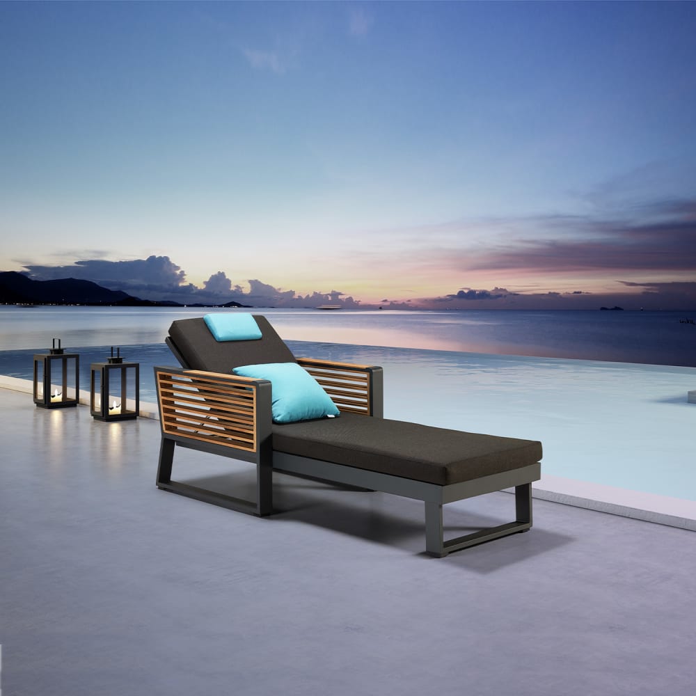Bain de soleil en aluminium et en teck luxe - Maisons du Monde