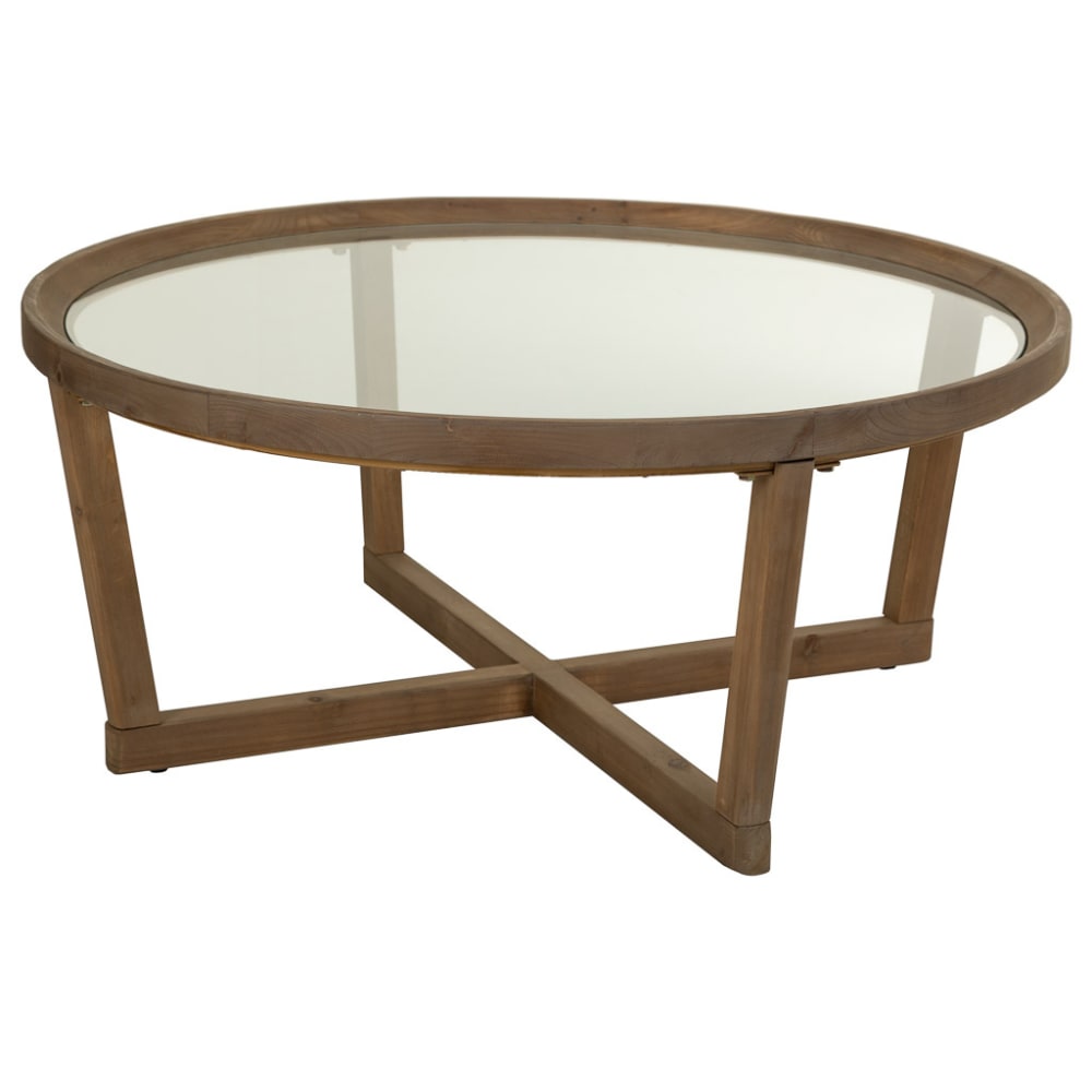 Wanderlust deco Couchtisch aus Holz und Glas D100x43,5, braun - Holz