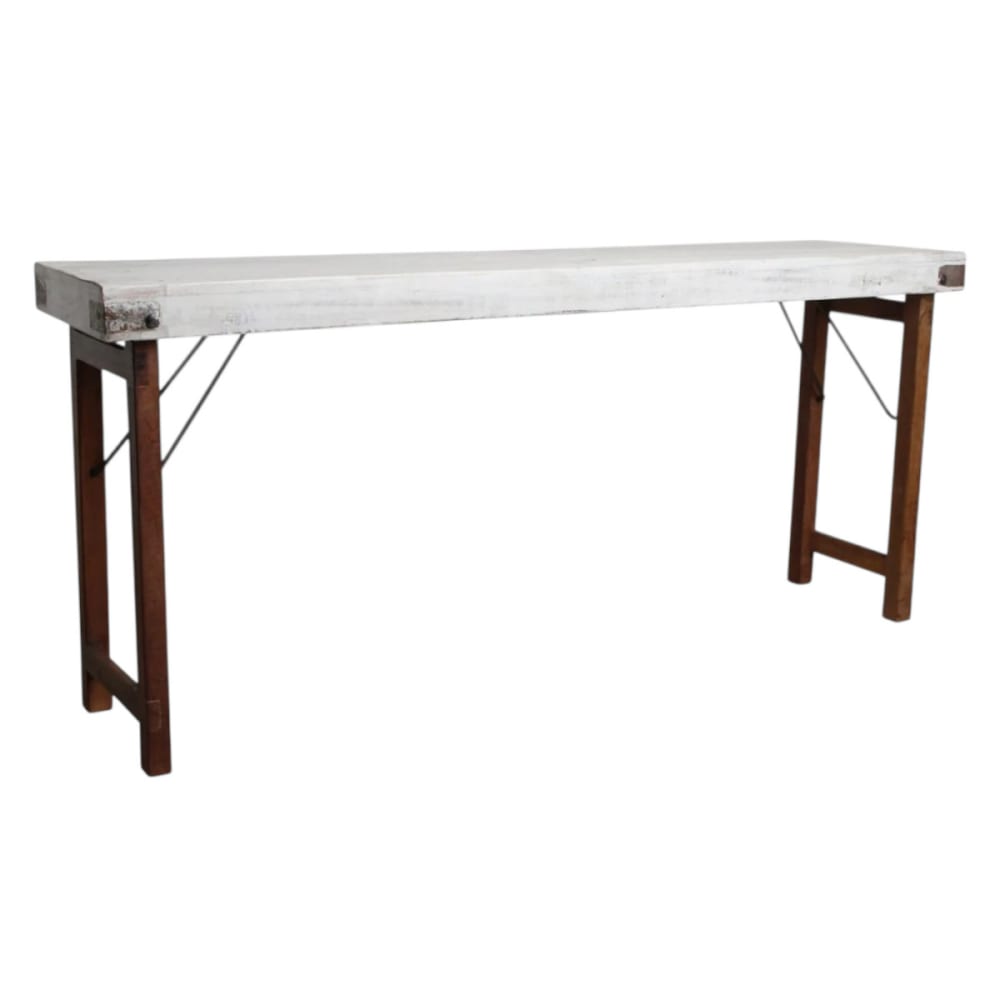 Mathi Design Console pliante en bois blanc style inspirations d'ailleurs Blanc Bois - 170x75x170cm