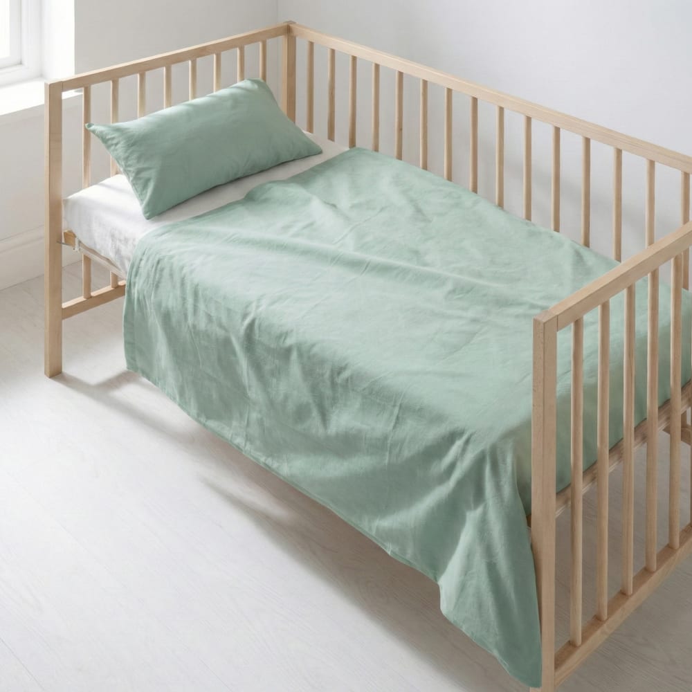 Parure de lit 2 pièces 100% Coton Menthe 120x180 cm (Lit Bébé)