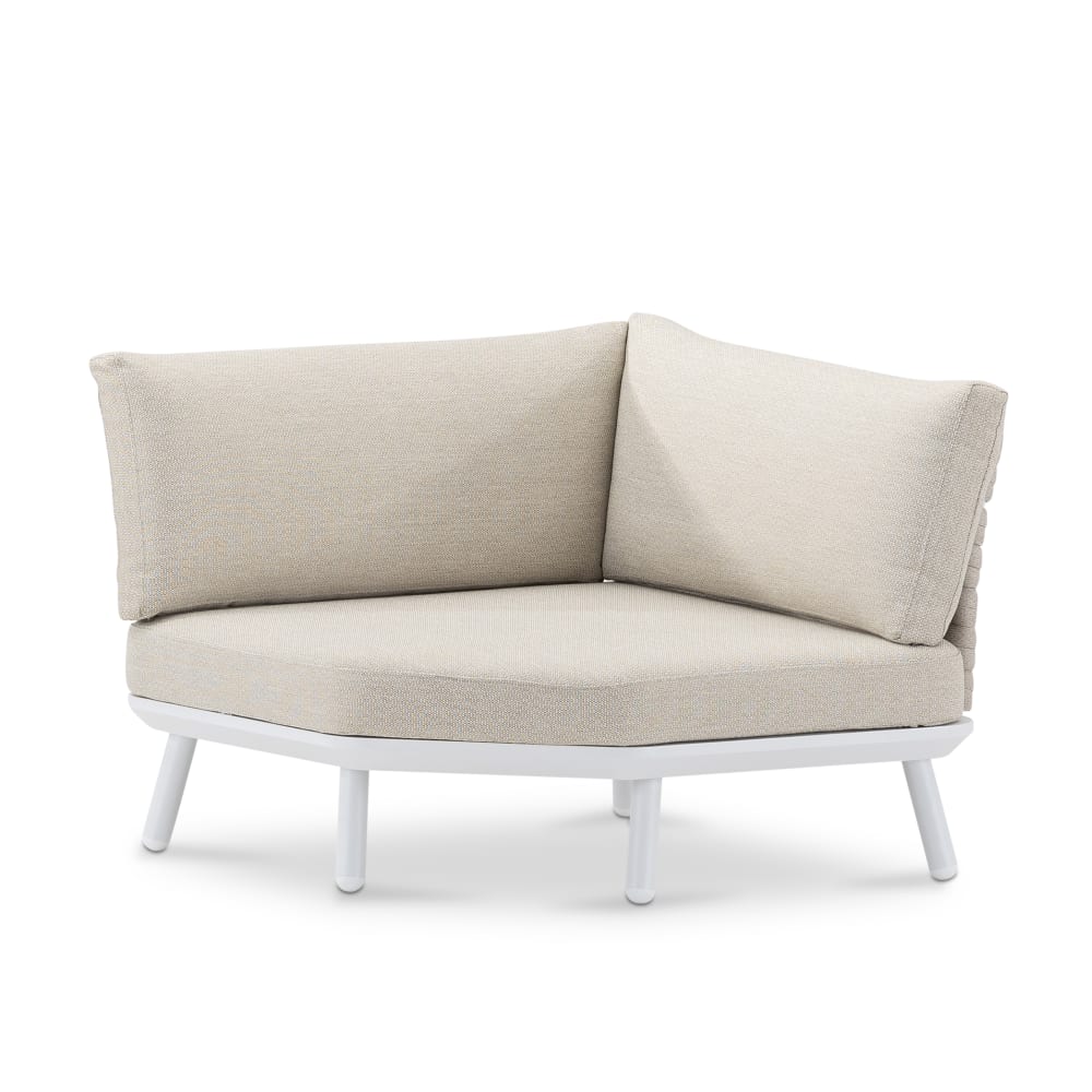 Fauteuil de jardin d'angle modulable blanc et corde beige