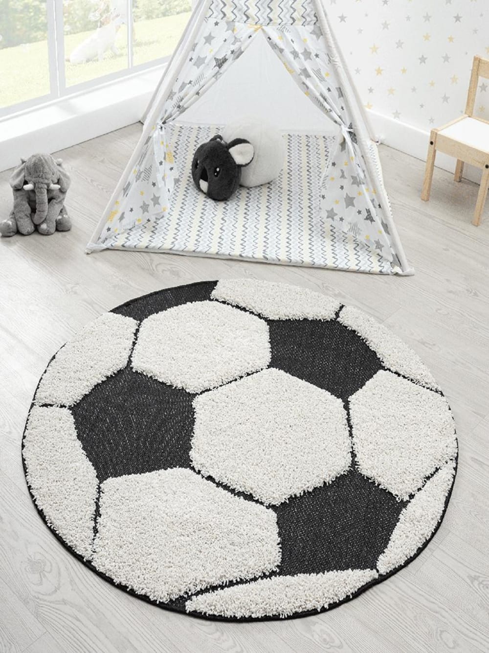 The carpet Moderner Kinderzimmer Teppich, Grau, 80 cm, rund style modern GRAU Öko-Tex Zertifikat PP - POLYPROPYLEN Kinder
