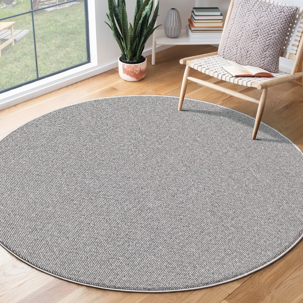 Tapis résistant poil ras feutre, gris, 80 cm rond — vue 3