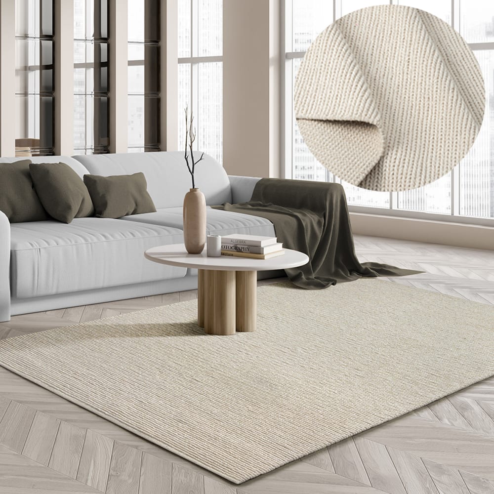Tapis laine tissée main, crème, 160 x 230 cm — vue 3