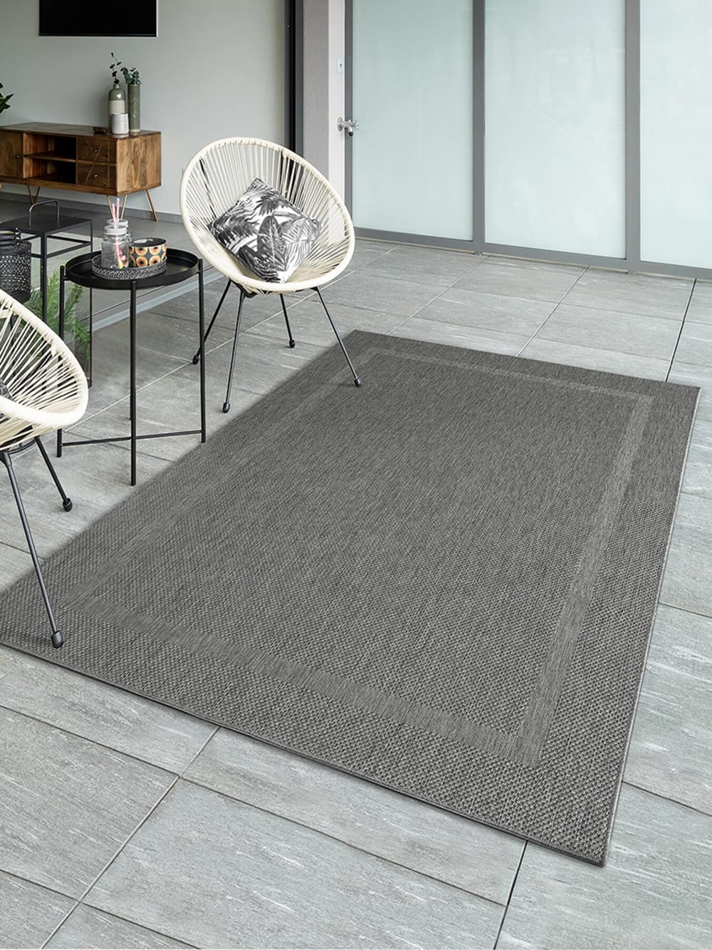 Tapis durable intérieur extérieur, gris, 140 x 200 cm — vue 4