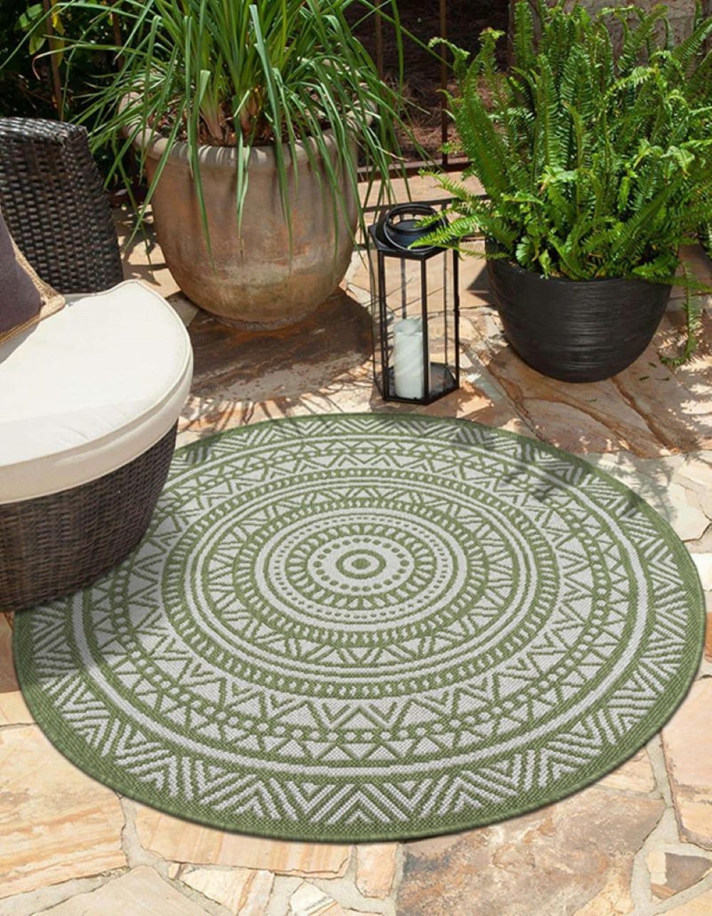 Tapis durable intérieur extérieur, vert, 120 cm, rond — vue 3