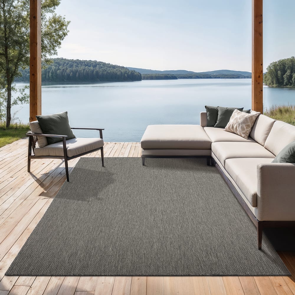 Robuster In- & Outdoor Teppich, Anthrazit, 140 x 200 cm - Maisons