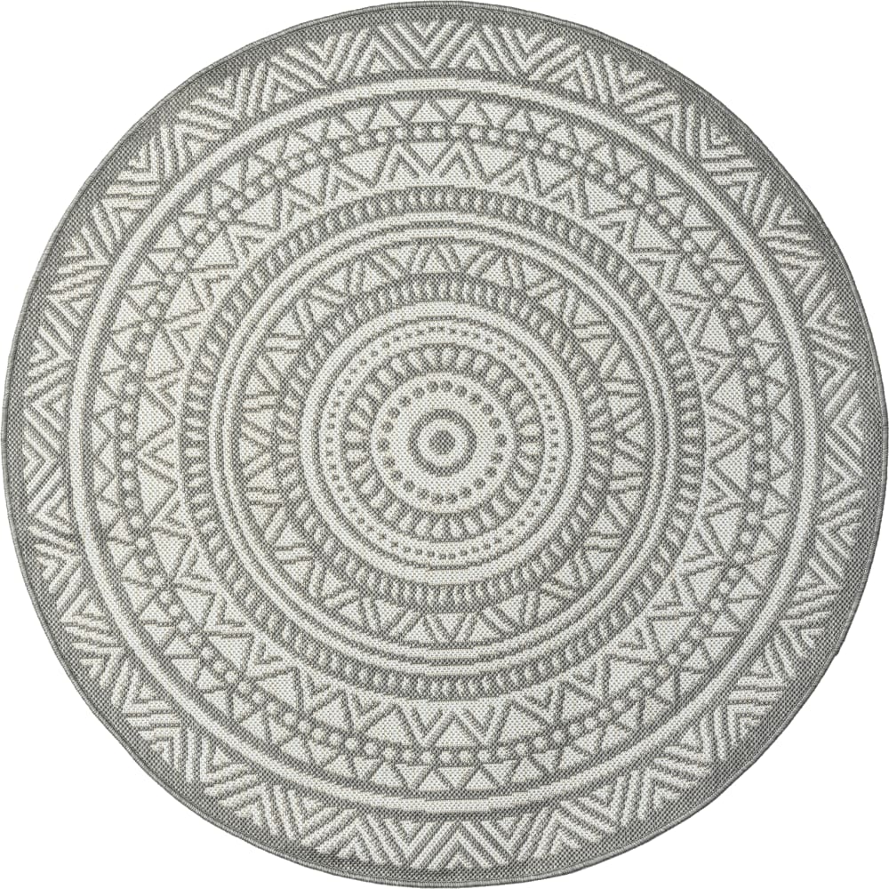 Tapis durable intérieur extérieur, gris, 120 cm, rond