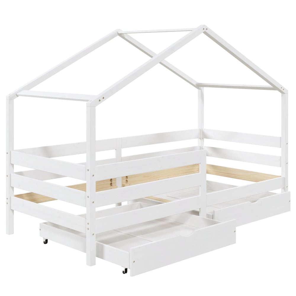 Lit cabane enfant 2 tiroirs - massif