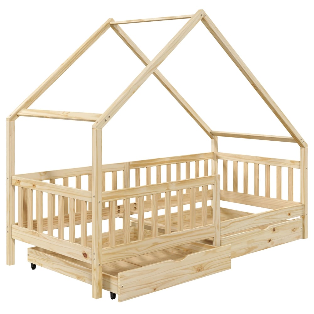 Lit cabane enfant 2 tiroirs - coloris