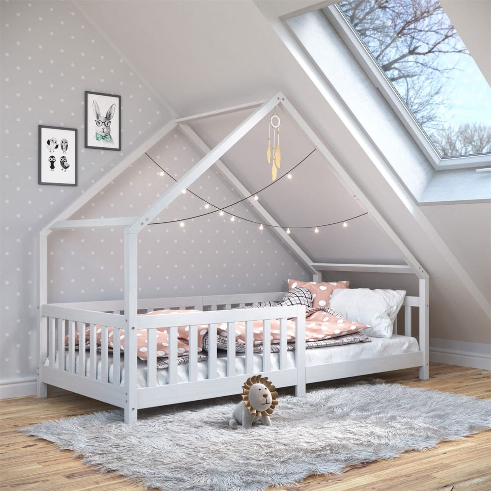 Hausbett mit Rausfallschutz 90x200 cm, weiß - Maisons Du Monde
