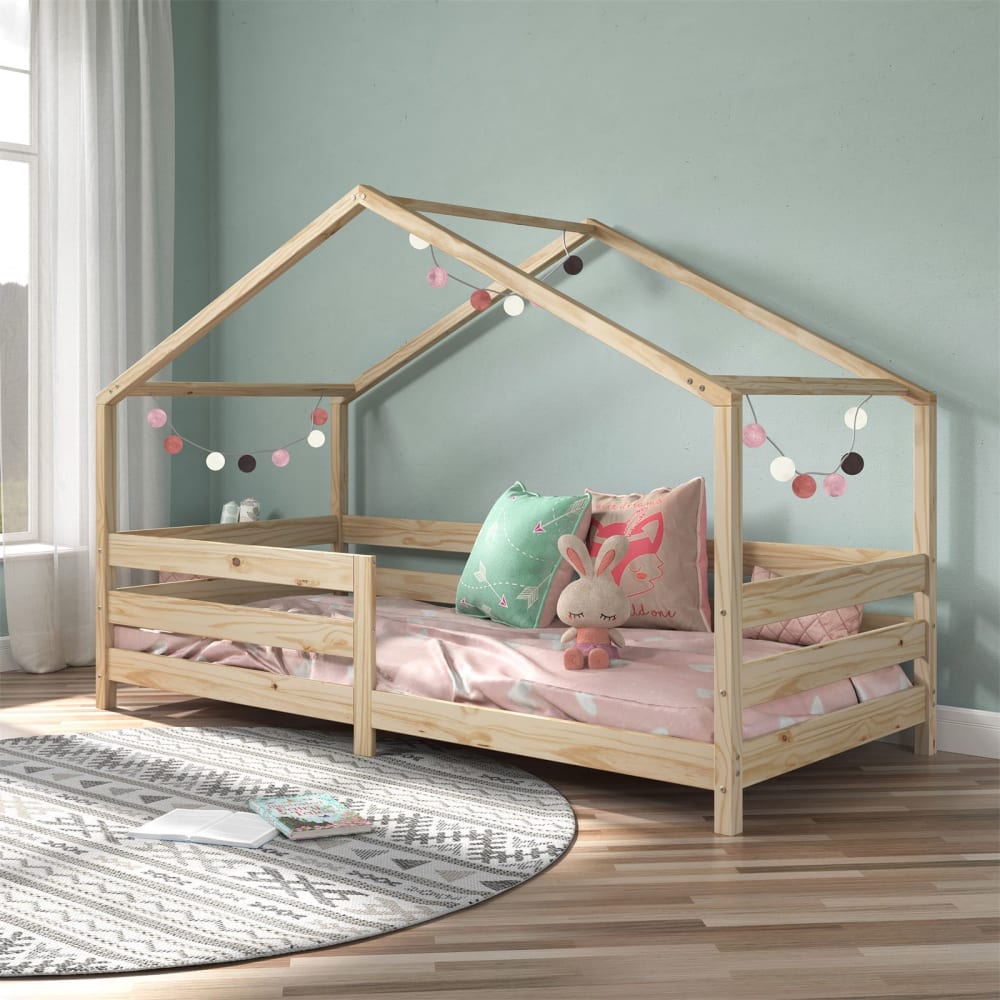 Hausbett mit Rausfallschutz 90x200 cm, natur - Maisons Du Monde