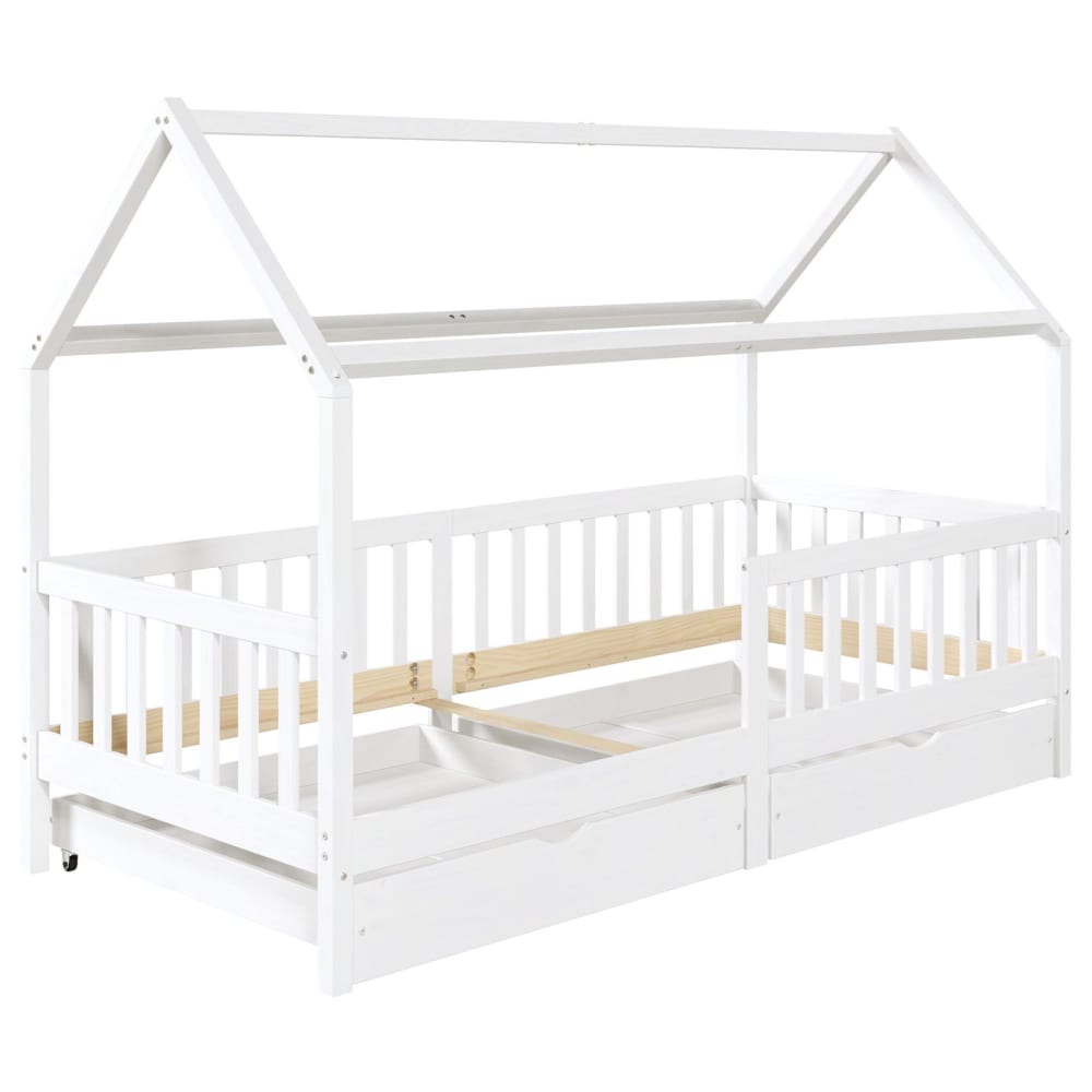 Lit cabane enfant 2 tiroirs - massif
