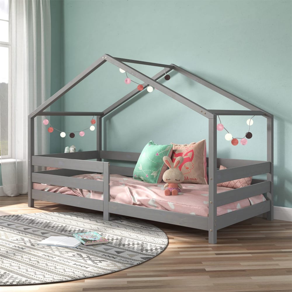 Hausbett mit Rausfallschutz 90x200 cm, grau - Maisons Du Monde