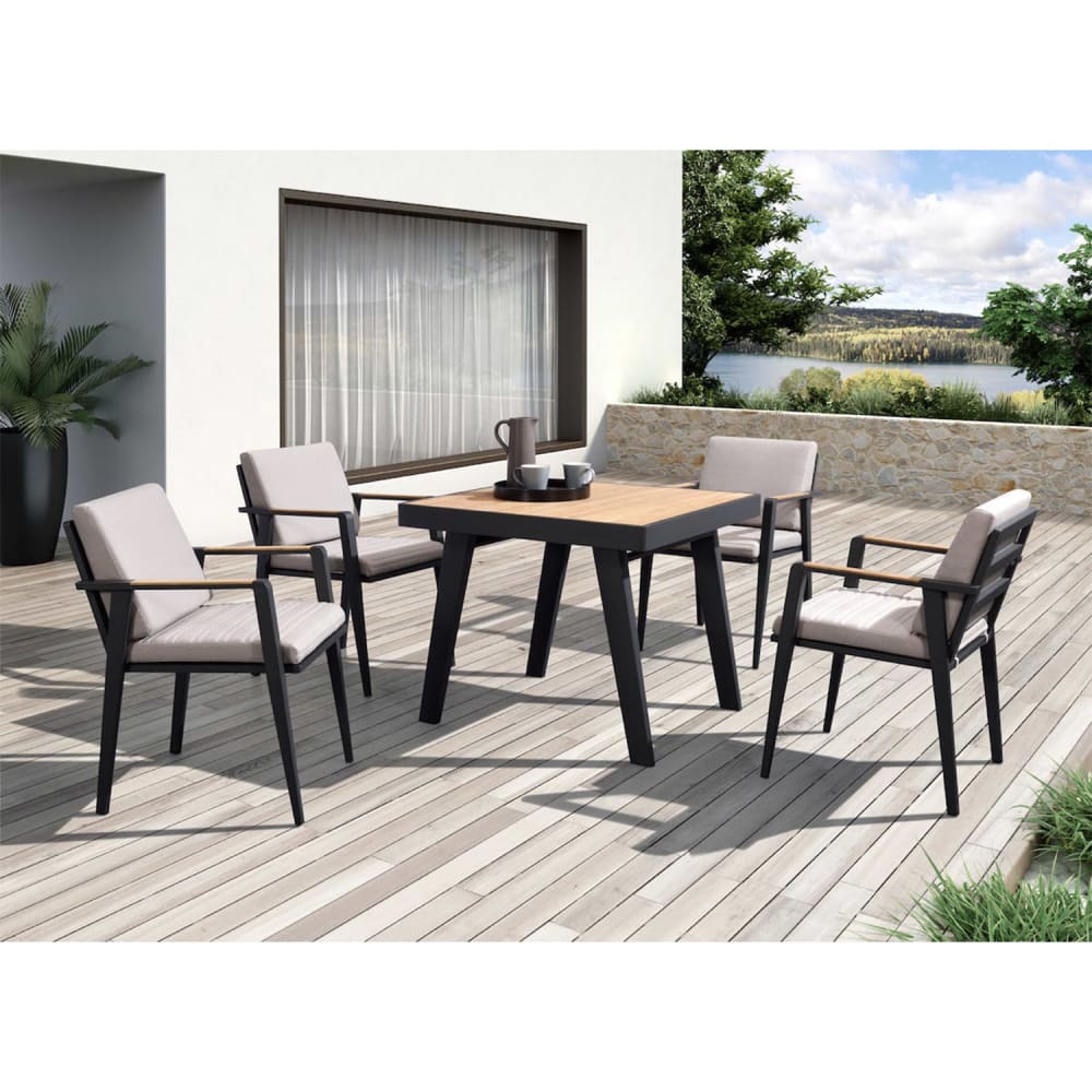 Ensemble repas noir L90 x P90 x H75 cm - Maisons du Monde