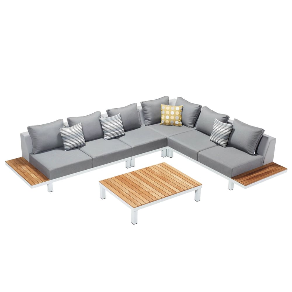 Au jardin de Chloé Salon de jardin gris L356 x P100 x H64 cm - Aluminium