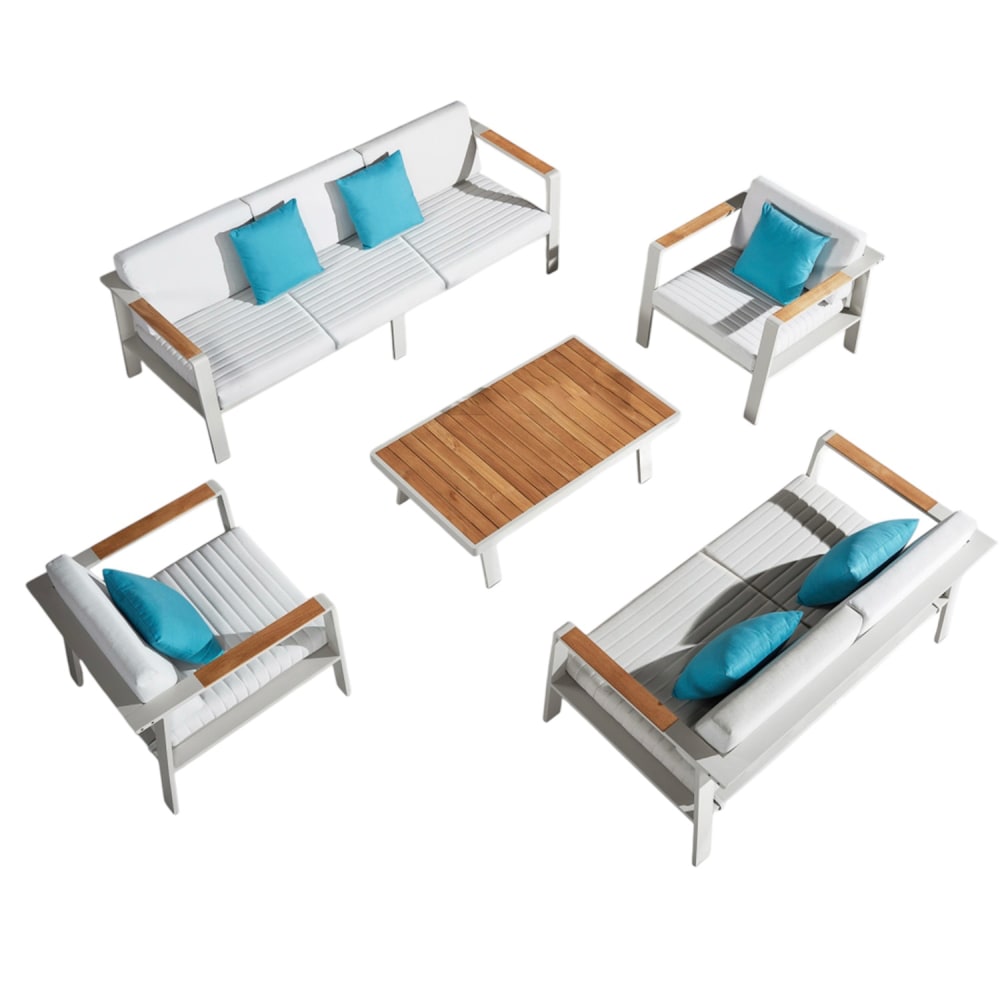 Au jardin de Chloé Salon de jardin beige L220 x P81 x H61 cm - Aluminium