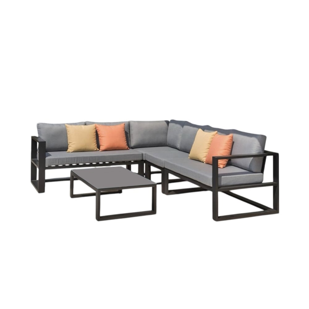 Salon de jardin modulable noir L275 x P75 x H64 cm