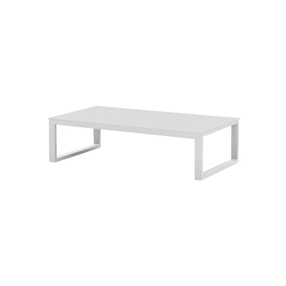 Table basse blanche en aluminium avec plateau céramique