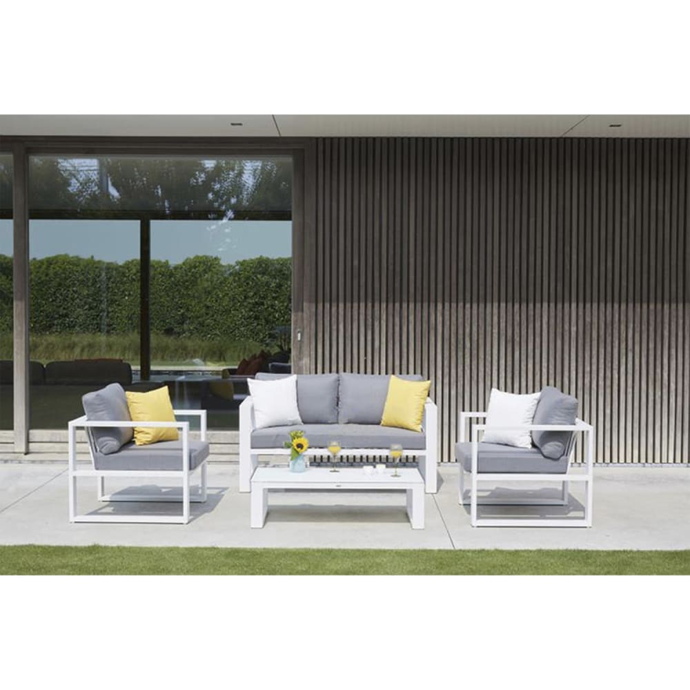 Table basse blanche en aluminium avec plateau céramique - Maisons du Monde