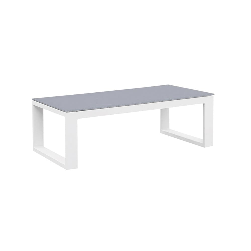 Au jardin de Chloé Table basse blanche et grise L119 x P63 x H32 cm - Aluminium