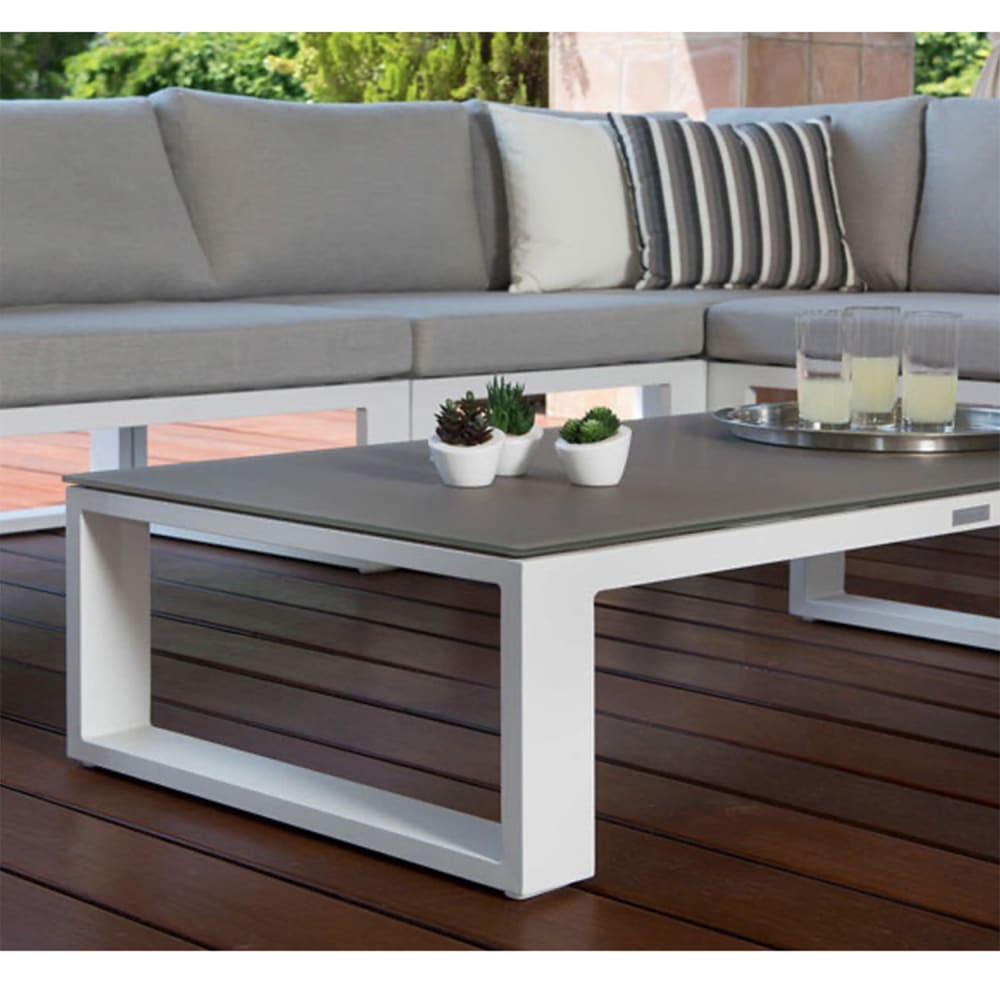Table basse blanche et grise L119 x P63 x H32 cm - Maisons du Monde
