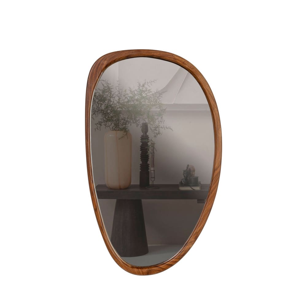 Miroir organique en bois 64x38cm - Bois foncé