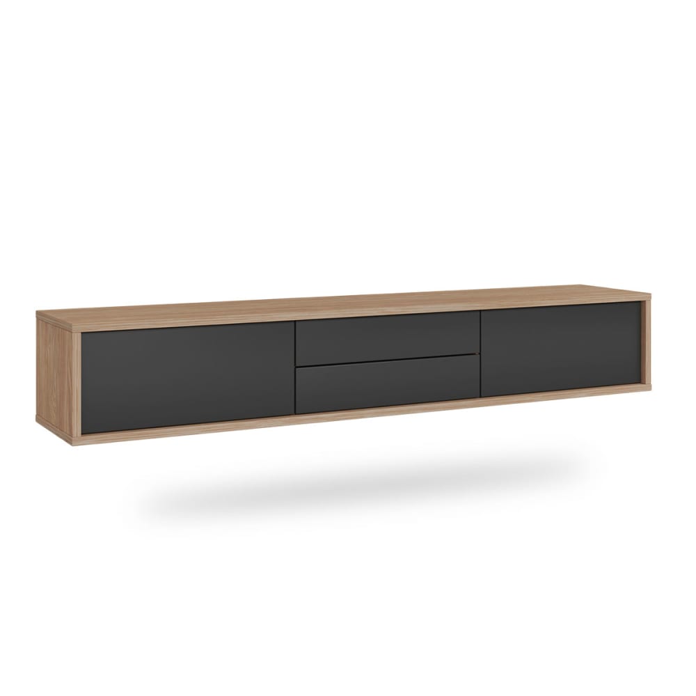 Petits meubles TV-Möbel 2 Türen 2 Schubladen 180 cm Laminierte Platten Grau und Holz Grau Spanplatte
