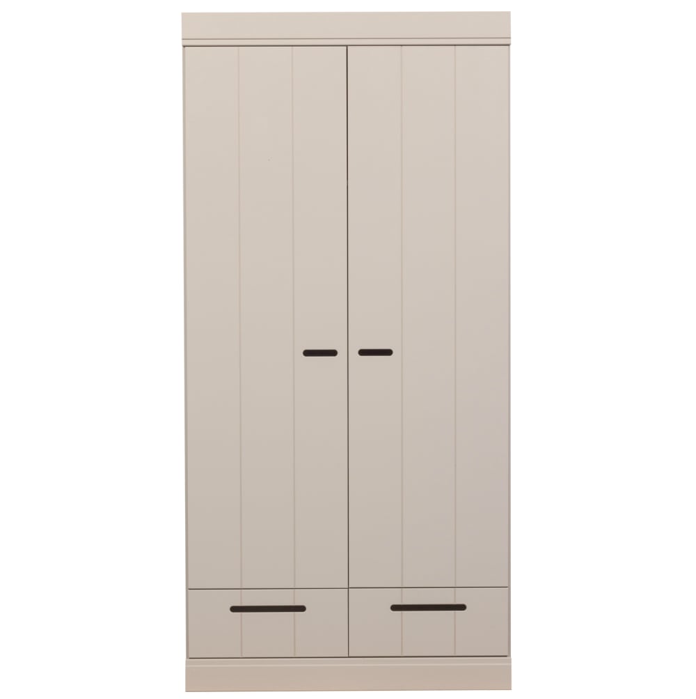 Armoire 2 portes 2 tiroirs en bois de pin gris