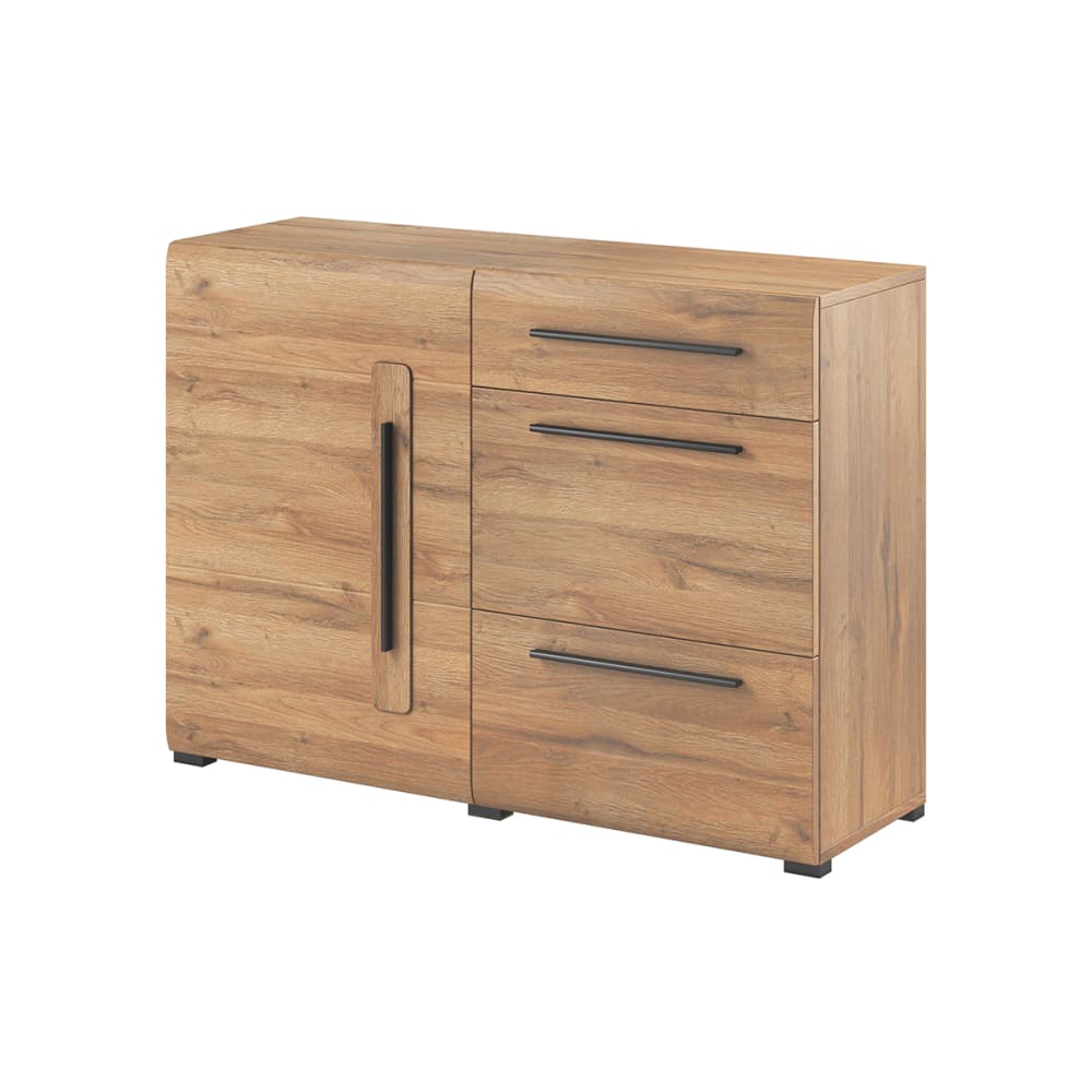 Buffet 1 porte 3 tiroirs stratifiés beige