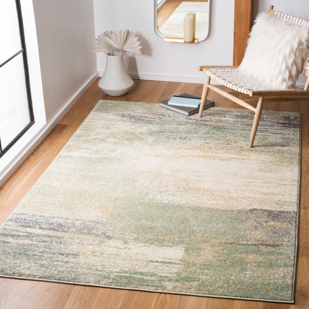 Tapis abstrait moderne en polypropylène blanc/vert, 122 x 183 cm — vue 3