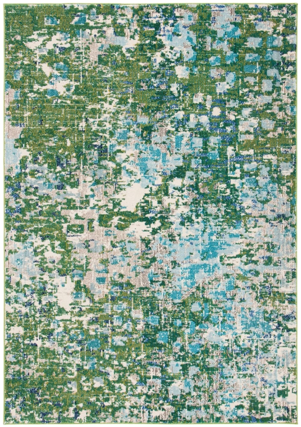 Tapis contemporain en polypropylène vert/bleu, 183 x 274 cm