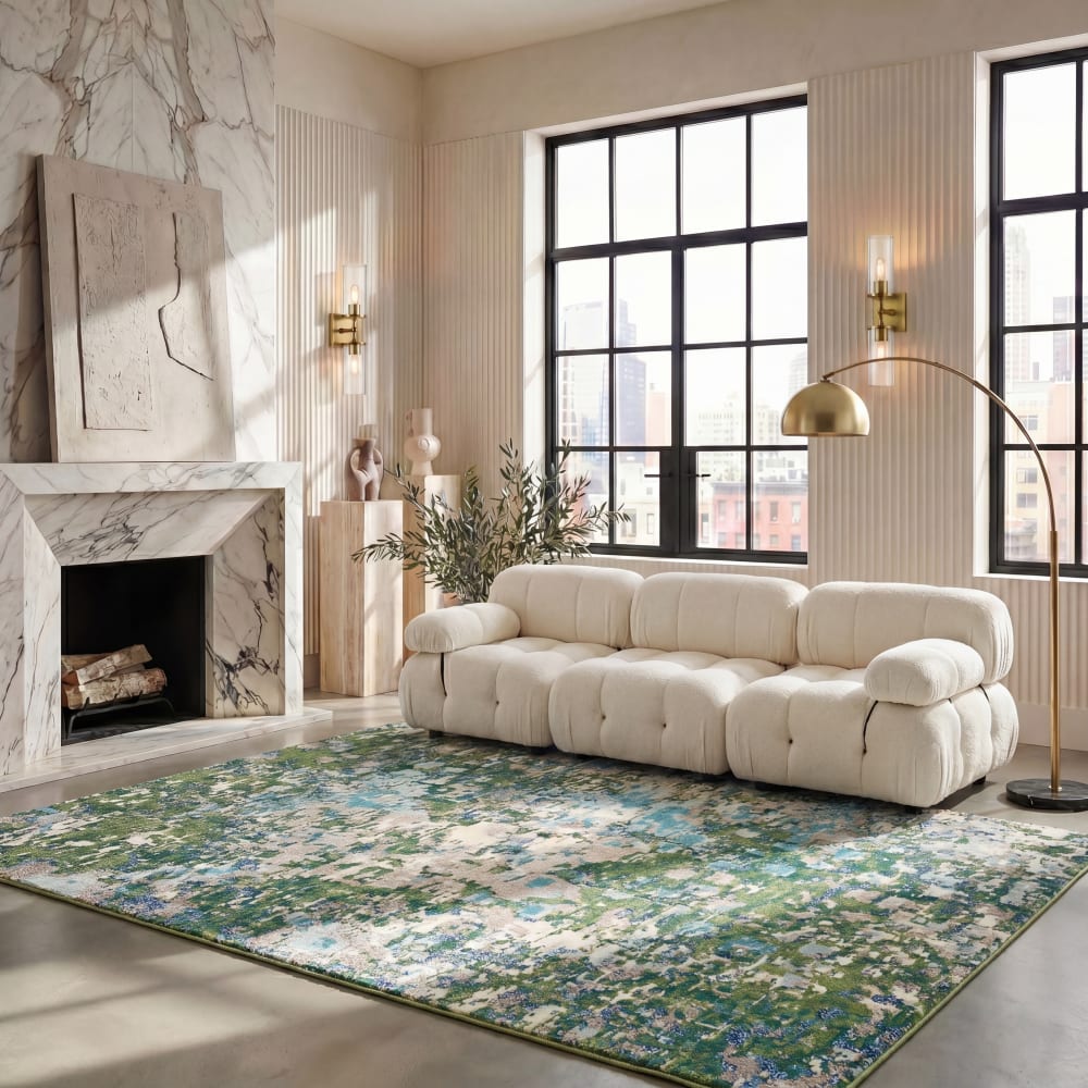 Tapis contemporain en polypropylène vert/bleu, 183 x 274 cm — vue 3