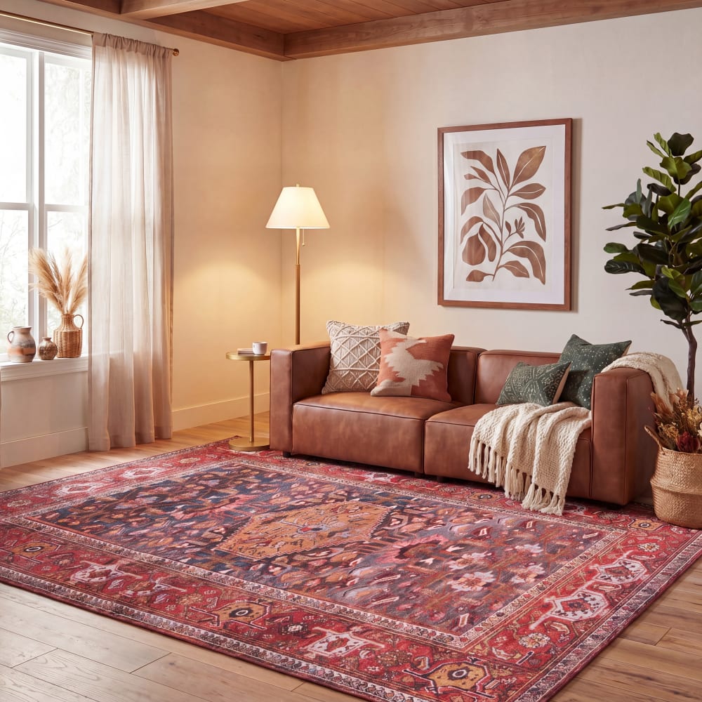 Safavieh Traditionell Polyester-Teppich in Blau/Orange, 183 x 274 cm style vintage Blau Pes - Polyester