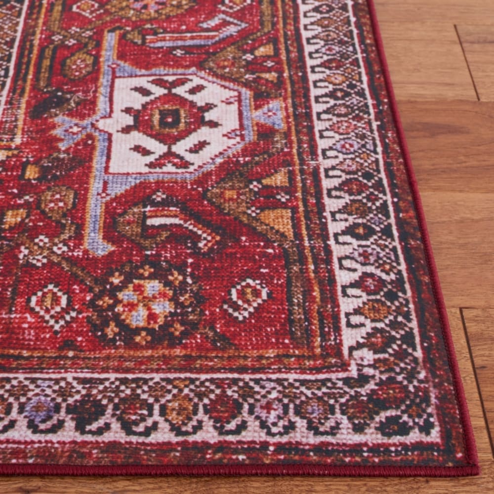 Tapis traditionnel en polyester bleu/orange, 76 x 244 cm — vue 4