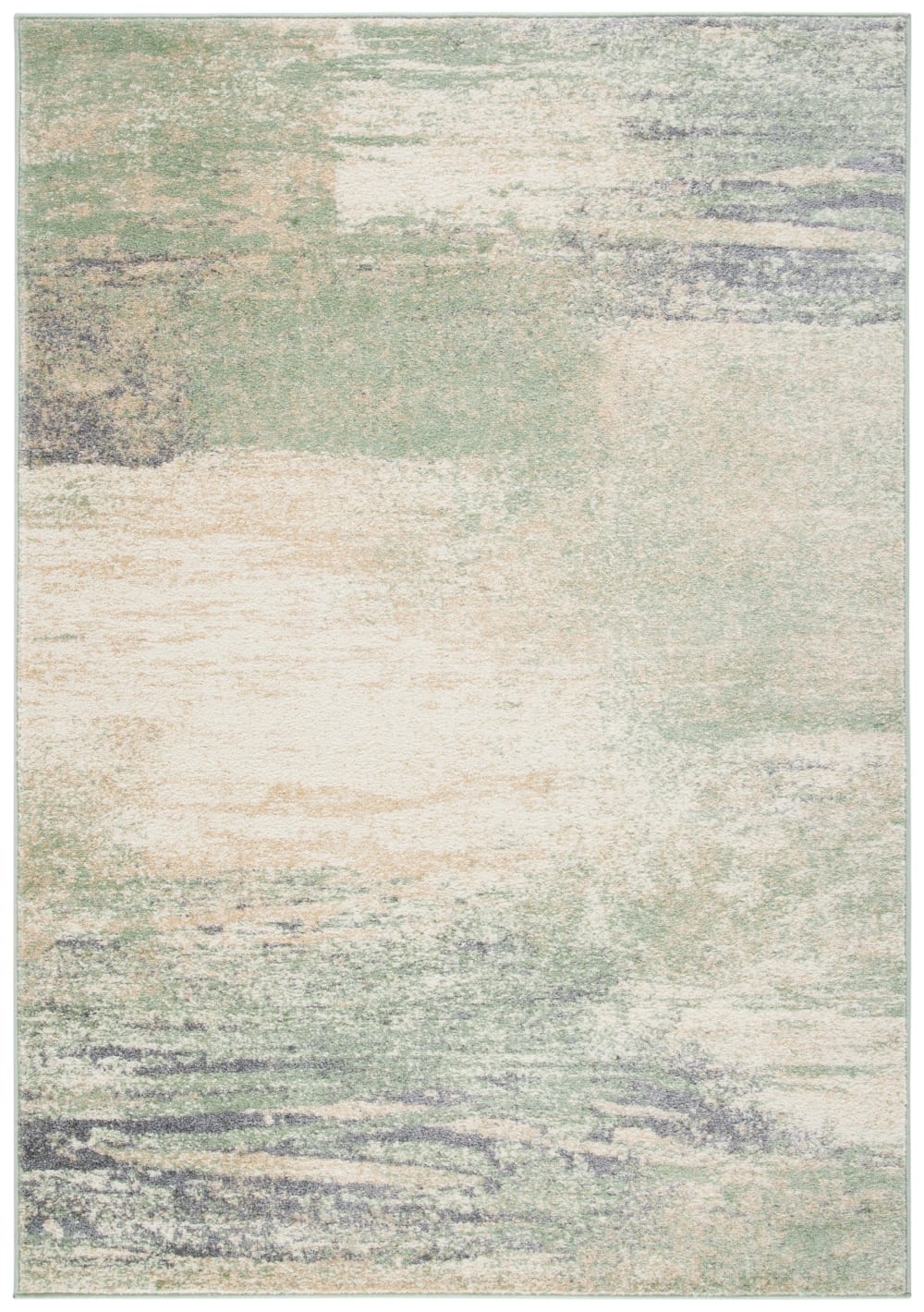 Tapis abstrait moderne en polypropylène blanc/vert, 155 x 229 cm