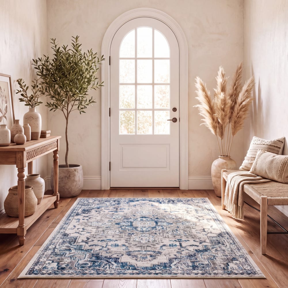 Safavieh Übergangsphase Polypropylen-Teppich in Weiß/Grau, 160 x 229 cm style vintage Weiß Pp - Polypropylen