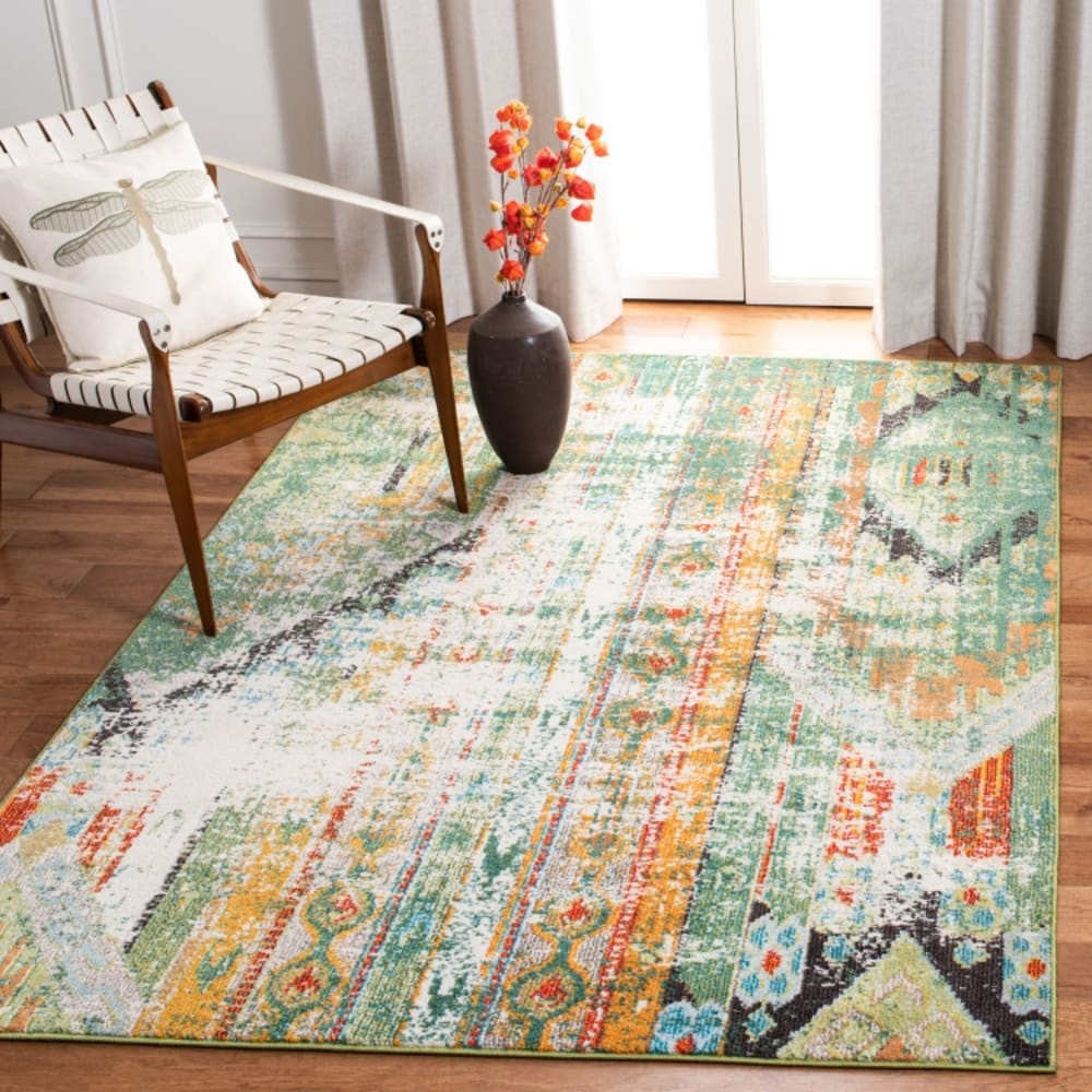 Zeitgenössische Polypropylen-Teppich in Grün/Orange, 183 x 274 cm