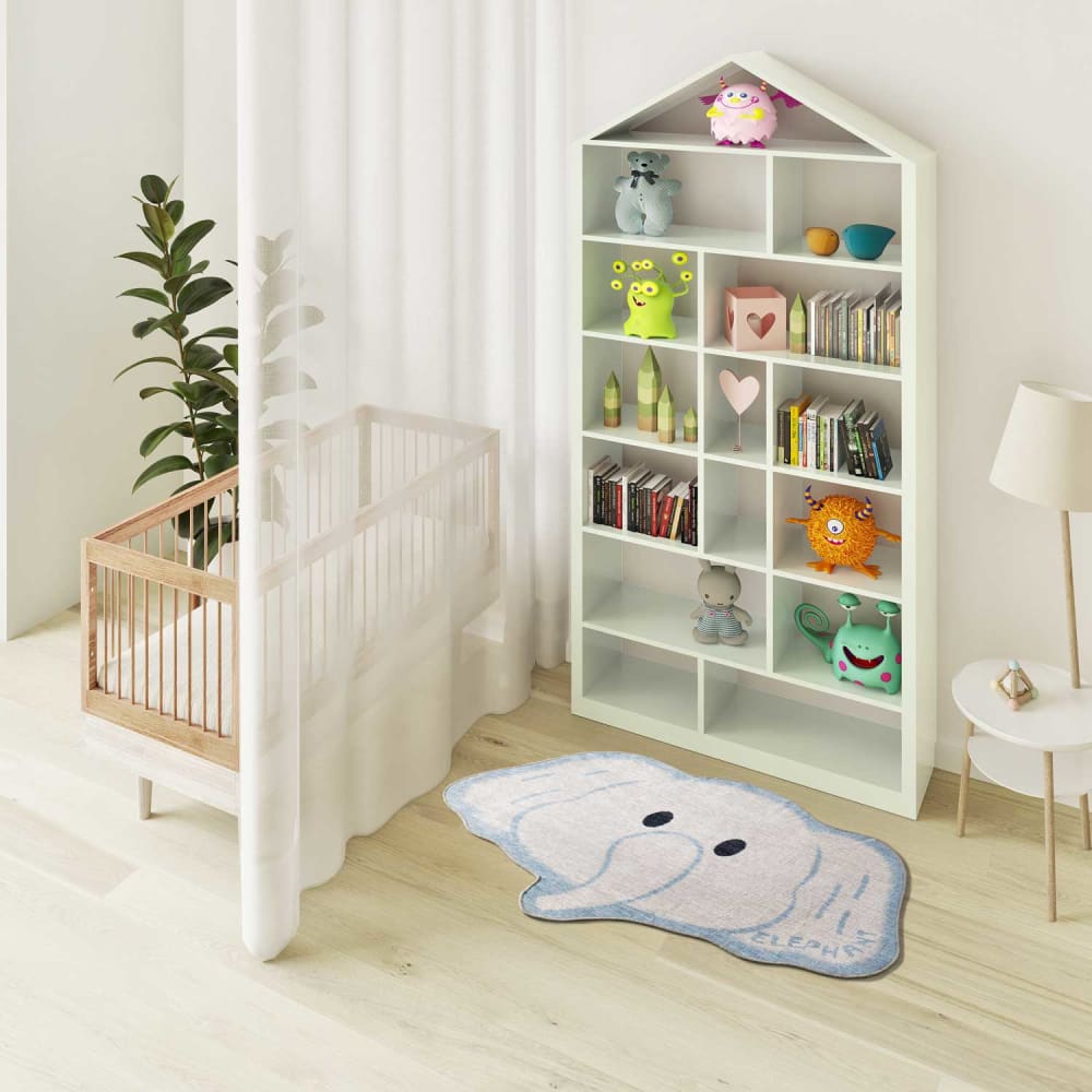 Atticgo Kinderteppich, waschbar, Kinder Elefant, weiß, 75x120 cm style modern Öko-Tex Zertifikat Pes - Polyester Kinder