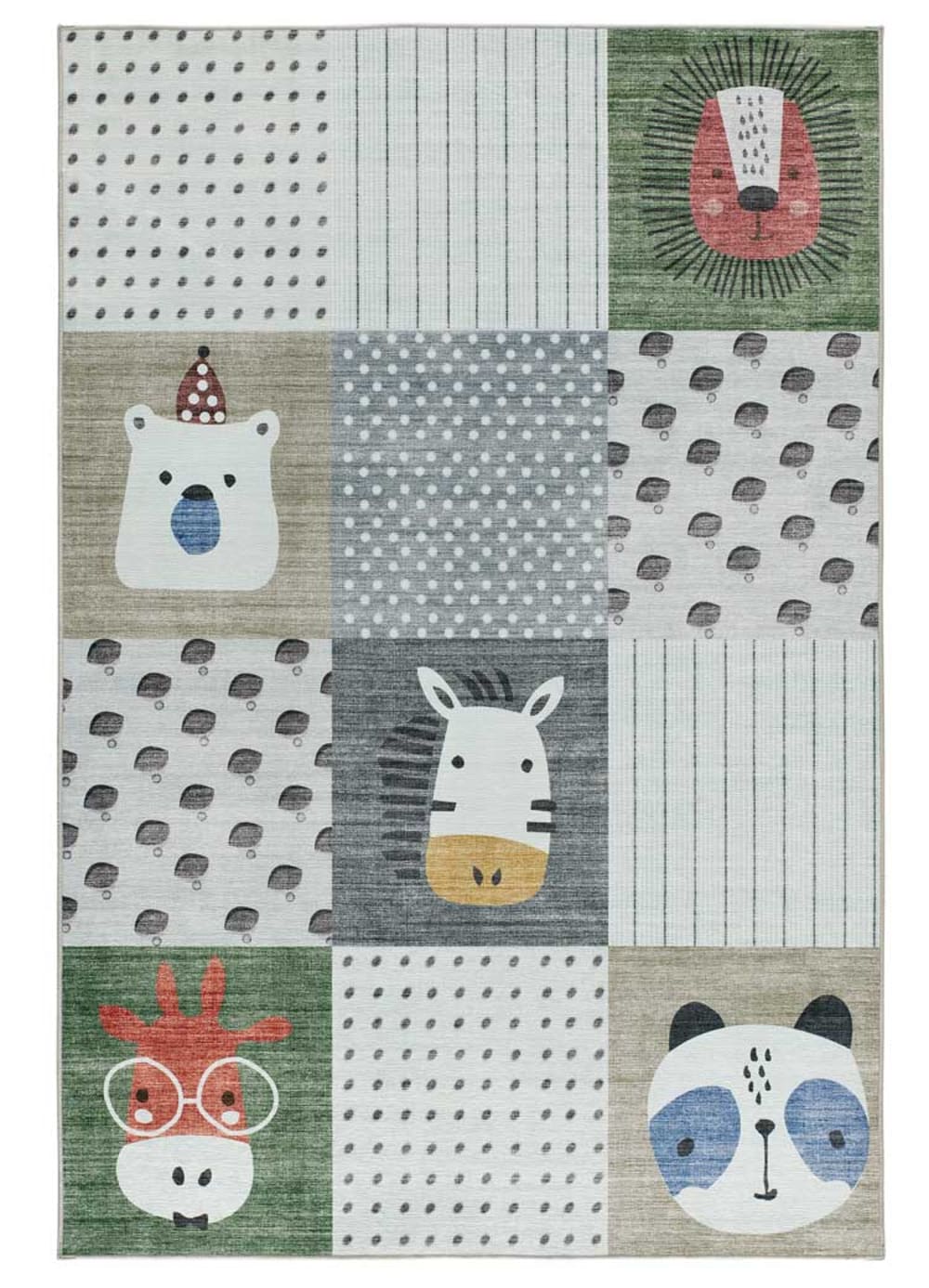 Tapis enfant lavable animaux multicolore 120x170 cm