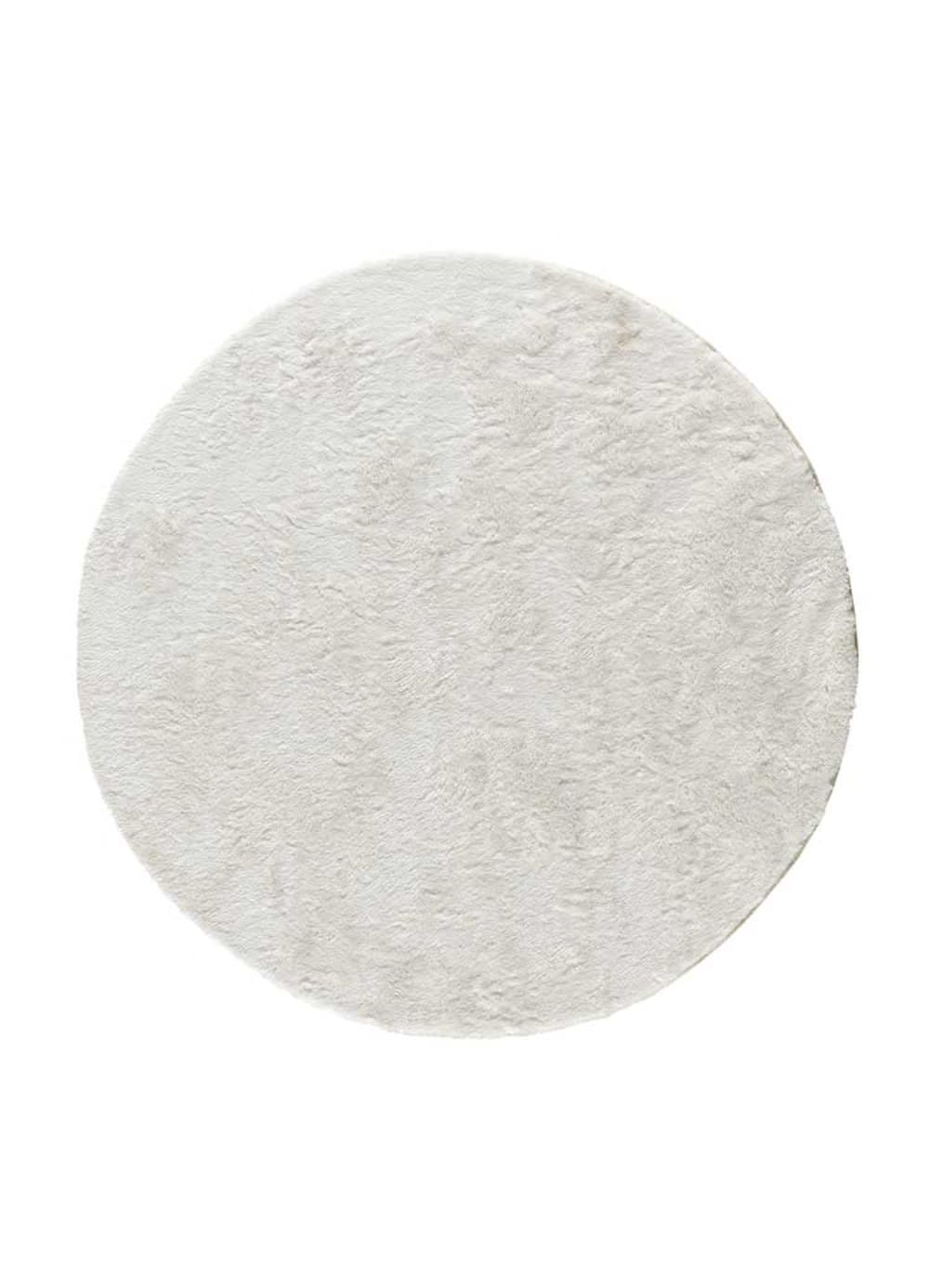 Tapis rond shaggy blanc