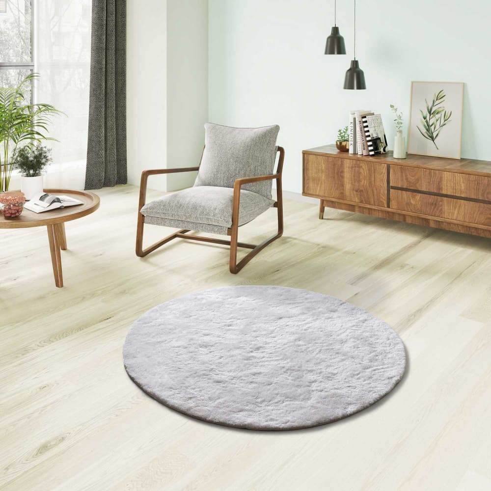 Tapis rond shaggy blanc 120x120 cm — vue 3