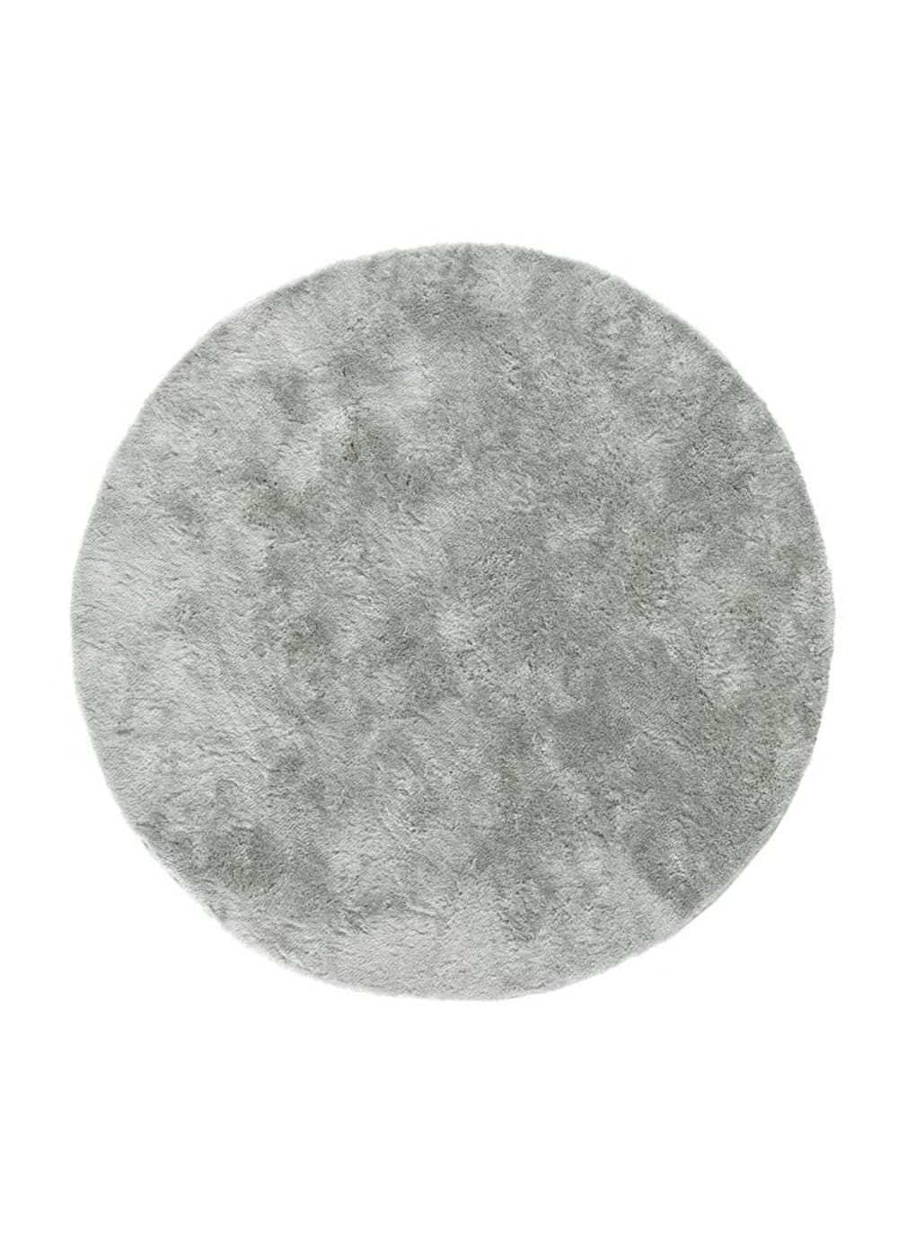 Tapis rond shaggy argent