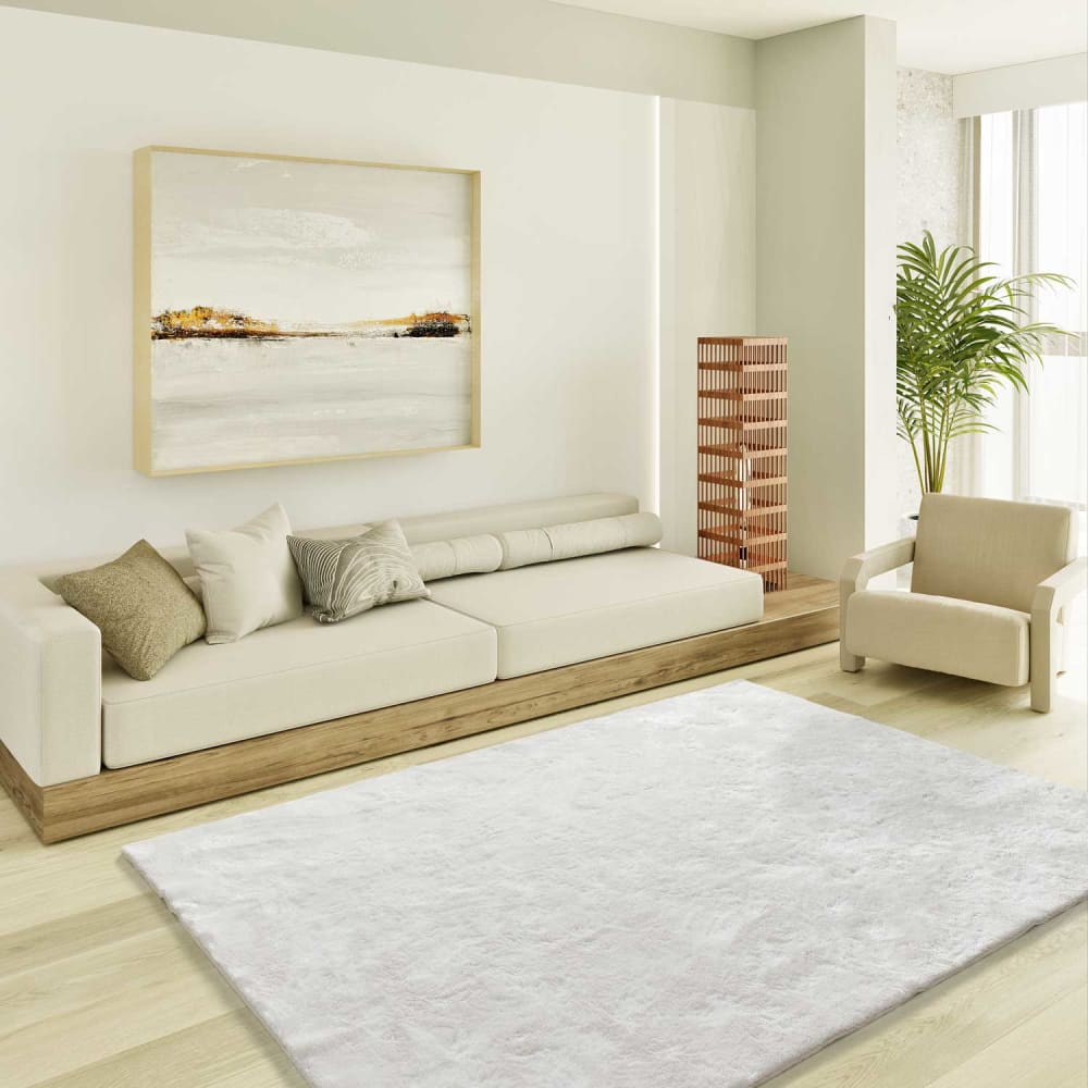 Tapis shaggy blanc 80x150 cm — vue 3