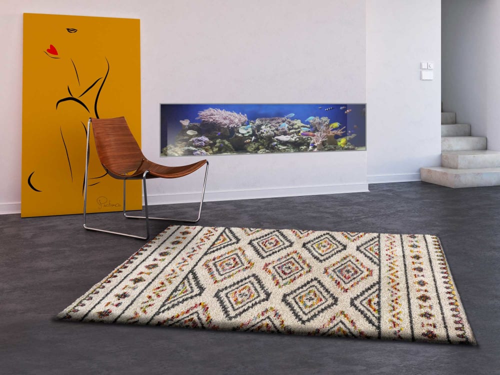 Tapis shaggy ethnique beige/multicolore 133x190 cm — vue 3
