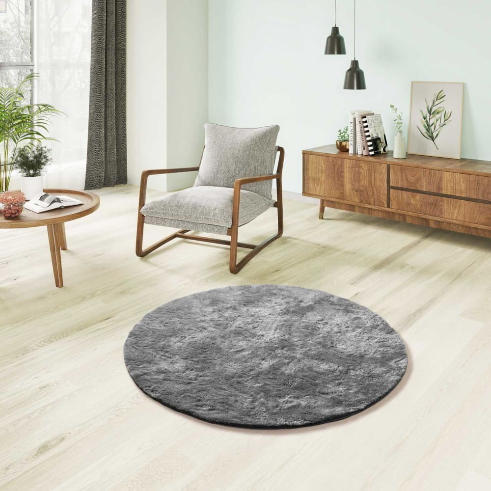 Tapis rond shaggy anthracite 120x120 cm — vue 3